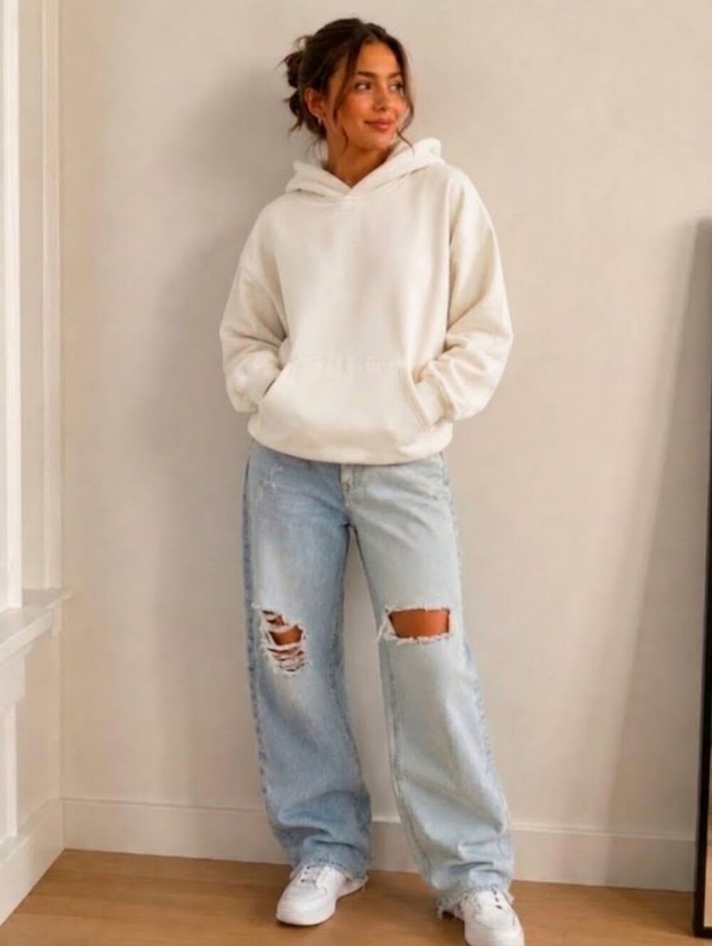 Rare Good American High Rise Two Tone Wide Leg Distressed Y2K Blue Jeans 29 / 8